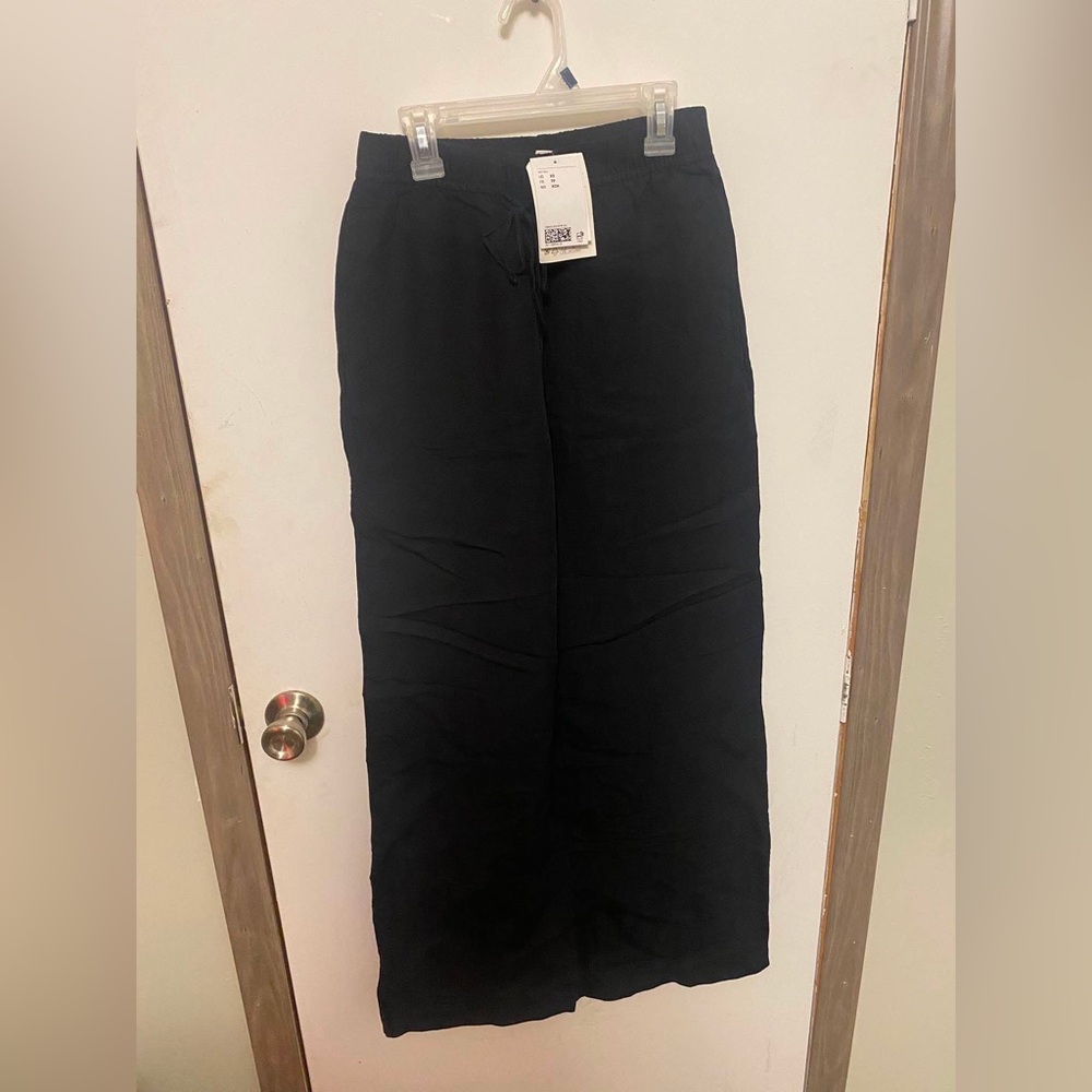 H&M Black Wide-Leg Linen Pants